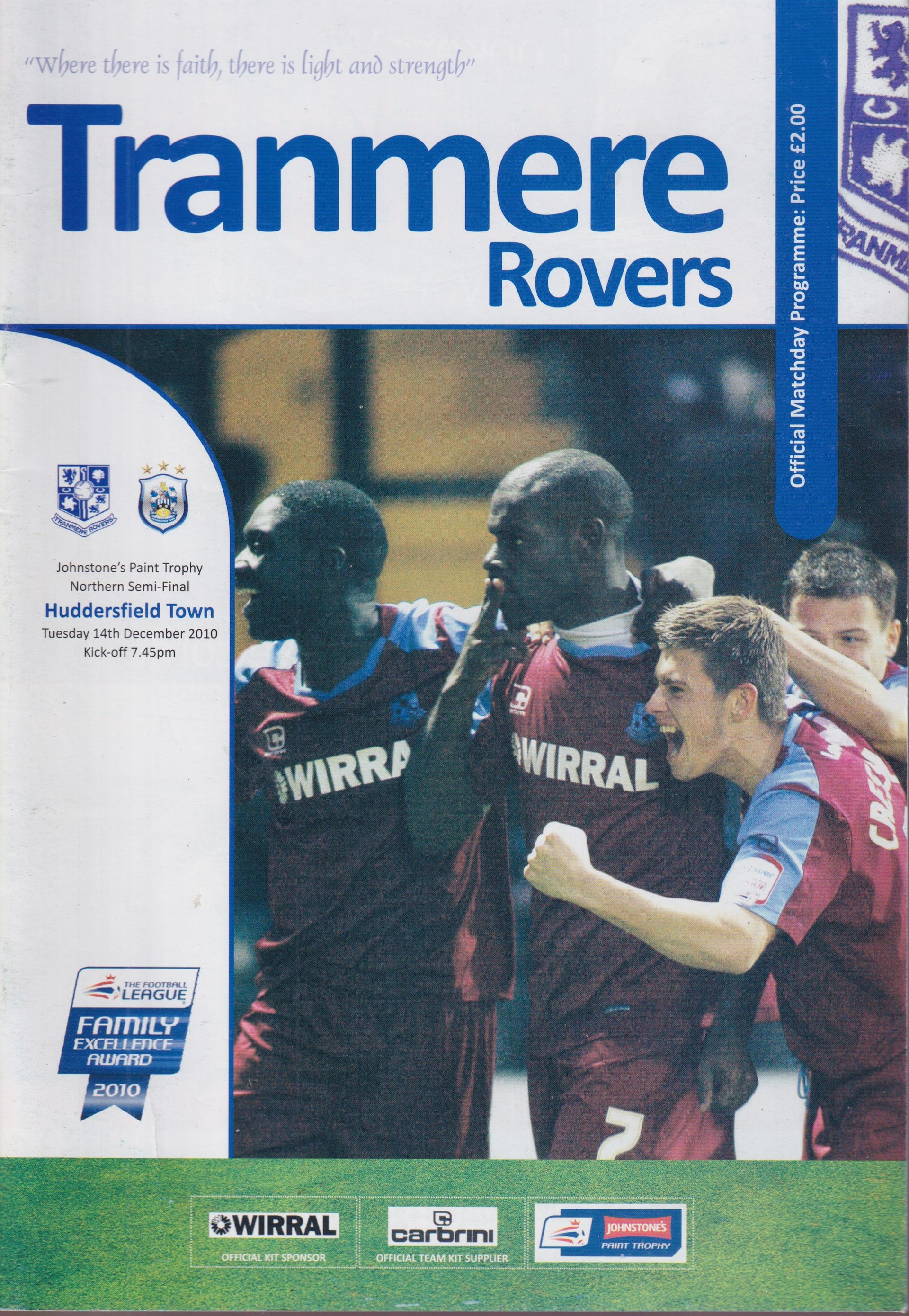 Tranmere Rovers v Huddersfield match programme